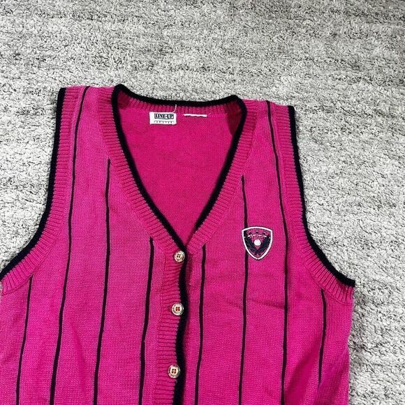 Vintage 90s Line Up Golf Striped Knit Womens Sweater Vest - Picture 2 of 7